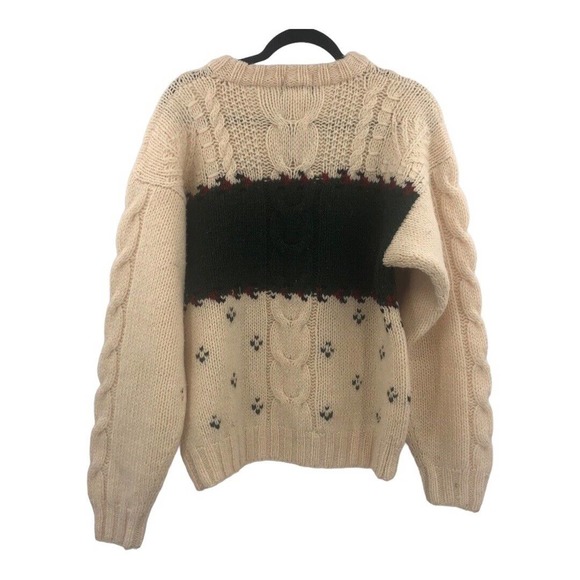 Woolrich Vintage Chunky Knit Deer Cabin Wool Fisherman Mens Sweater Sz Medium - Picture 2 of 8